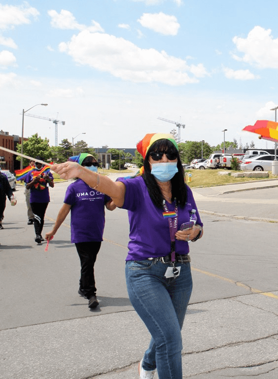 Lumacare staff members celebrating in the Toronto Pride festivities